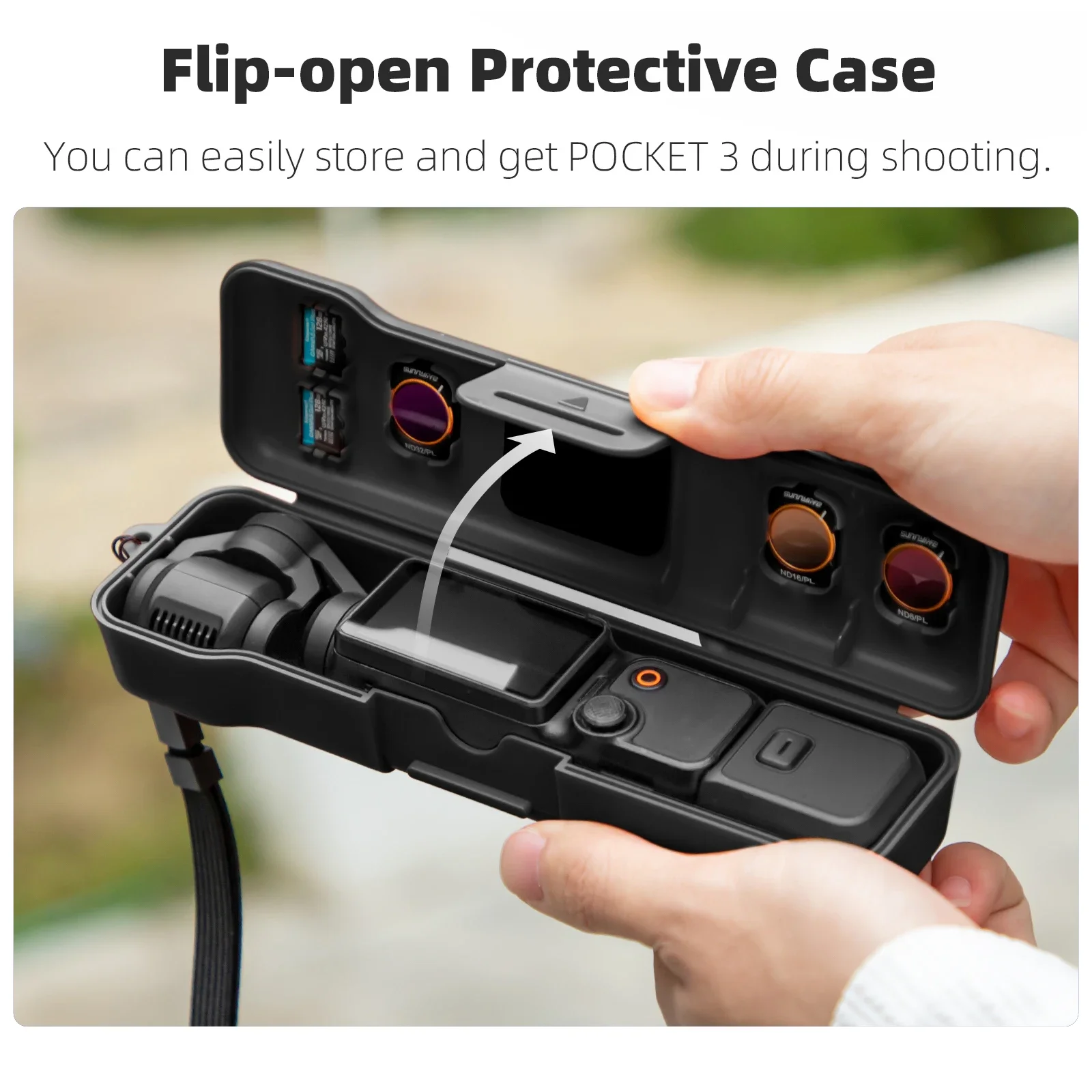 Case for DJI OSMO Pocket 3 PC Hard Portable Flip-open Protective Case With Lanyard for Pocket3 Camera Shell Accessories 2