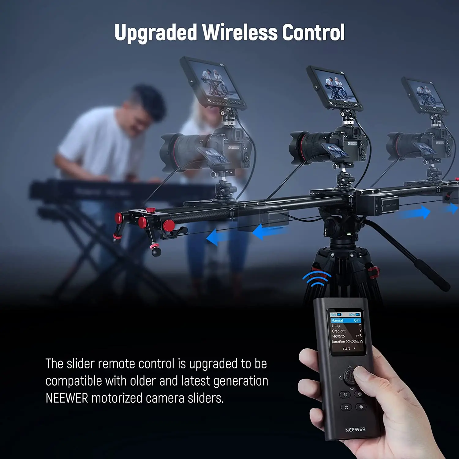 NEEWER Upgraded 2.4G Remote Control for Motorized Camera Slider, Support Video Mode, Time Lapse Photography for Carbon Fiber