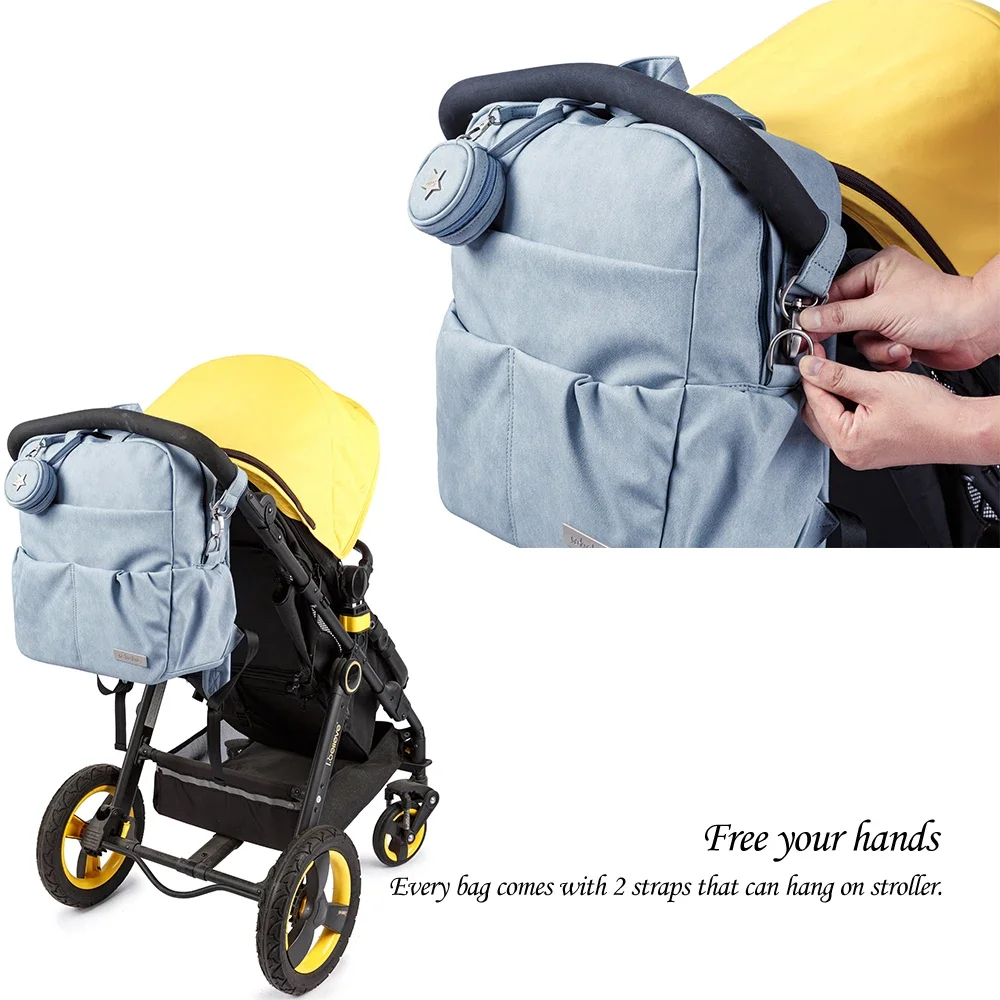 Soboba New Diaper Backpack for Newborn Baby Large Capacity Waterproof Diaper Bag with Pacifier Holder Stylish Diaper Bags 4