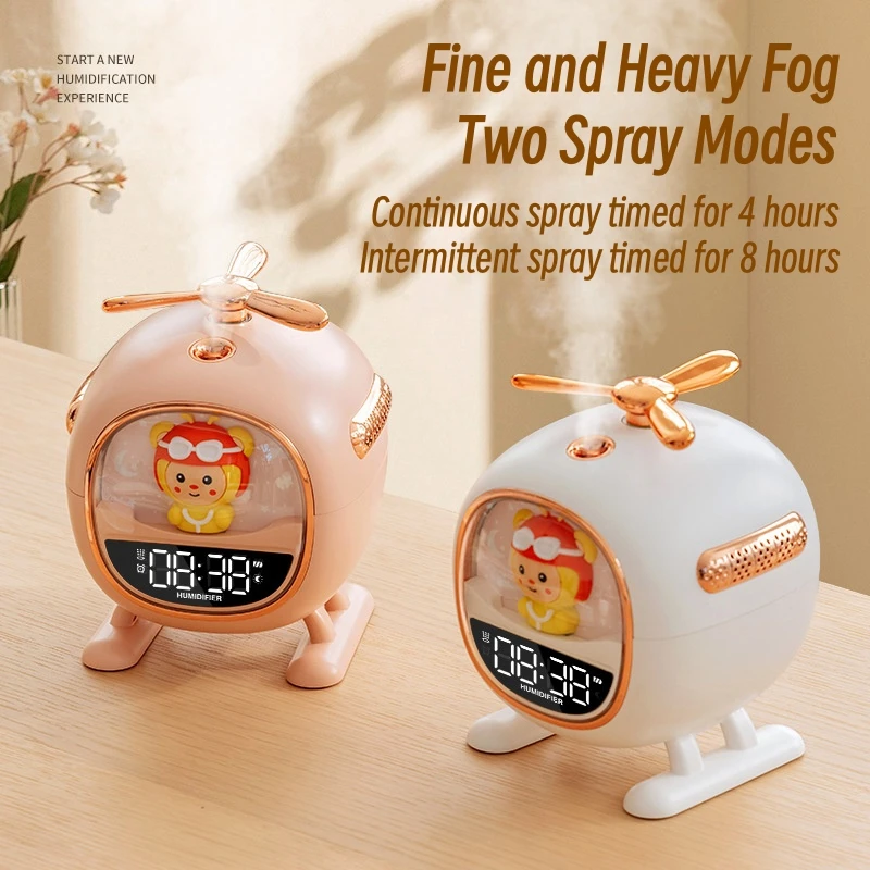 Multifunctional Helicopter Air Humidifier USB Charging 1800mAh Battery Aroma Diffuser with Clock Portable Wireless Humidifier