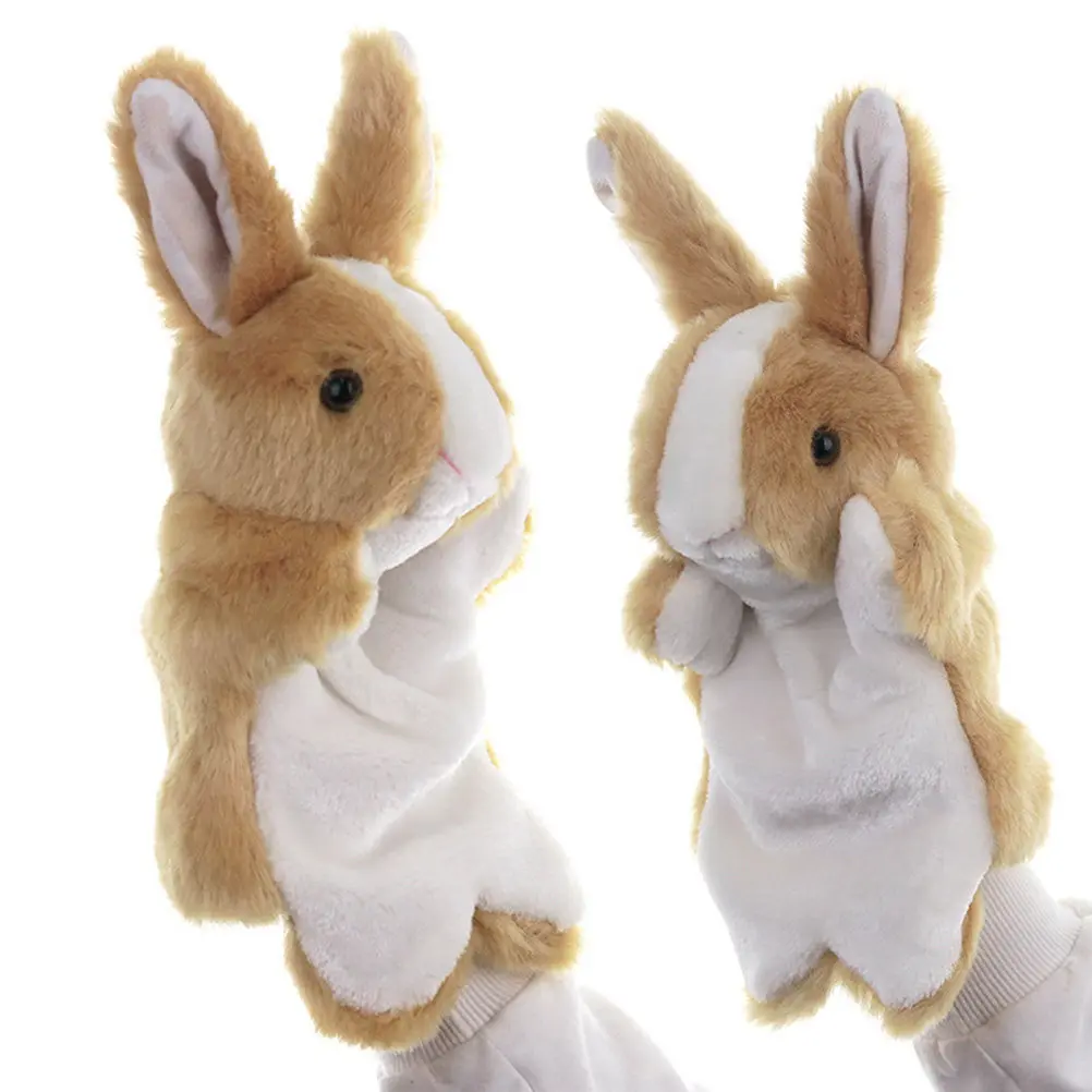 1Pcs 손 인형 동물 디자인 토끼 갈색 어린이 스토리텔링 역할 놀이 액세서리 파티 호의 선물 상상력 넘치는 대화형 놀이