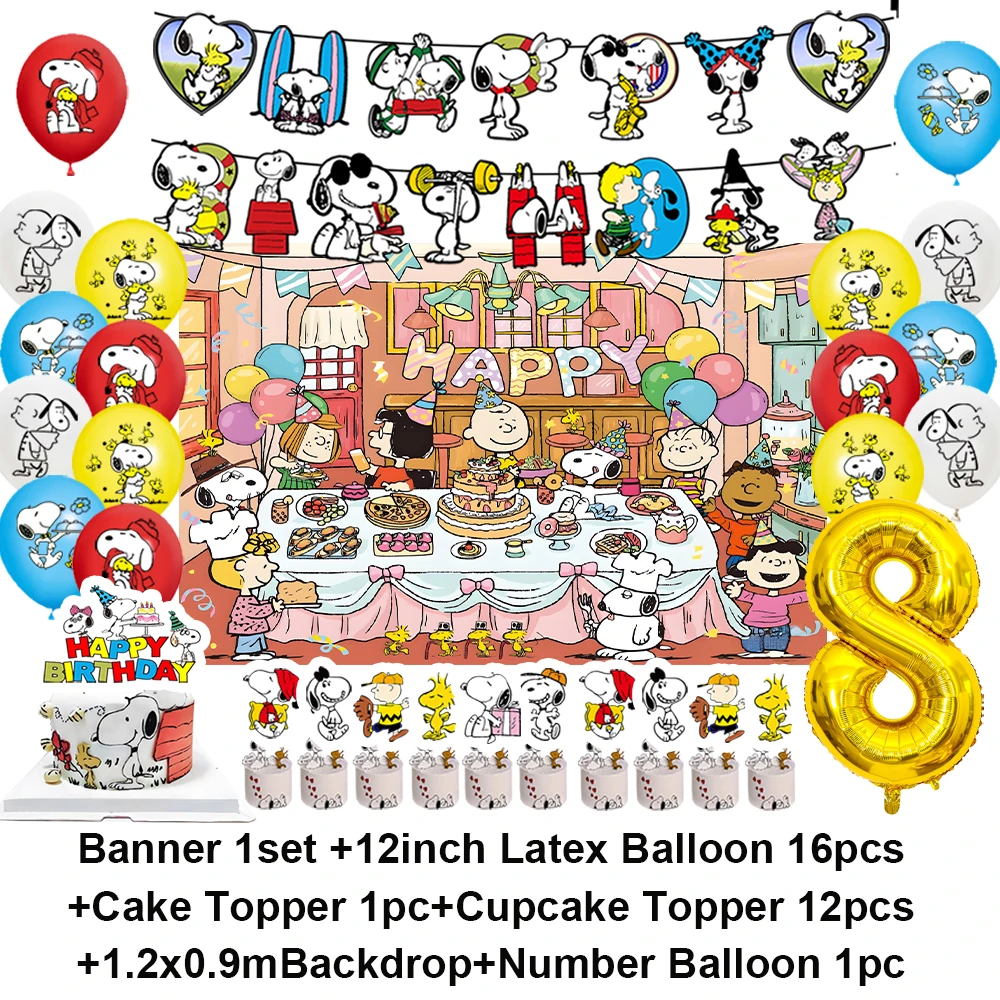 MINISO Süßes schwarz-weißes Hundethema, Geburtstagsparty-Dekoration, Snooopys, Latex-Luftballons, Tier-Welpenzubehör, Lieblingsgeschenk für Kinder – Detail 18