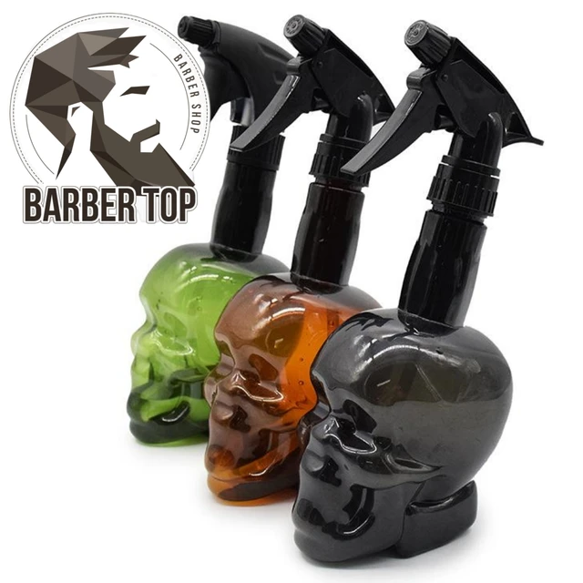 Barber Continuous Spray Bottle Hairdressing Fine Mist Watering Can Skull Shape Refillable Container Hair Stylist Tools