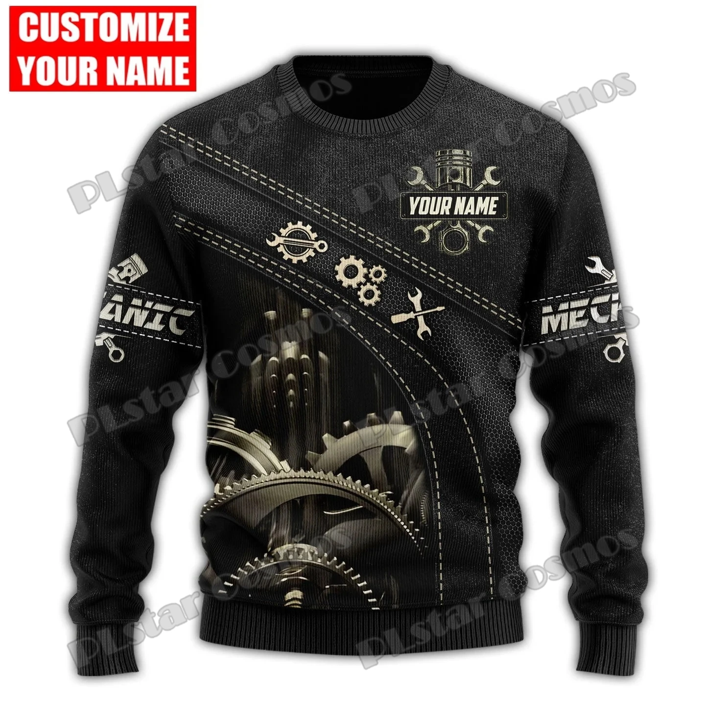 Personalized Name Mechanic Pattern 3D Printed Fashion Men's Ugly Christmas Sweater Winter Unisex Casual Knitwear Pullover MYY48