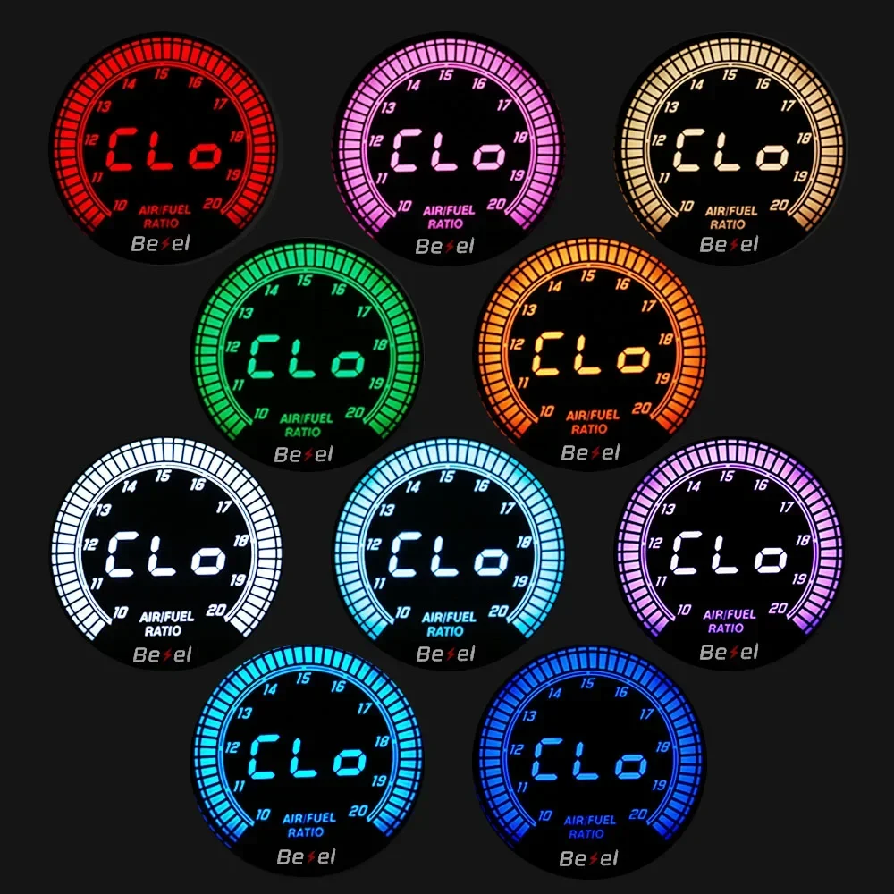 52mm Boost Water temp Oil temp Volt Vacuum Tachometer EGT Air fuel ratio Oil pressure Gauge 10 Color Car Meter 6