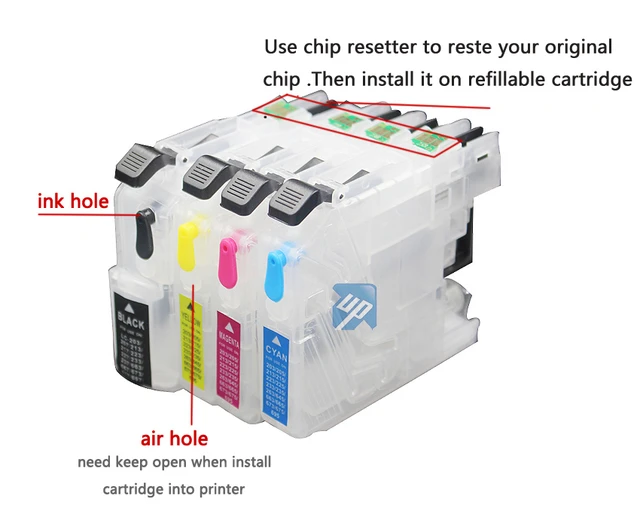 Refillable LC421XL Cyan Cheap printer cartridges for Brother DCP-J1140DW  dye ink