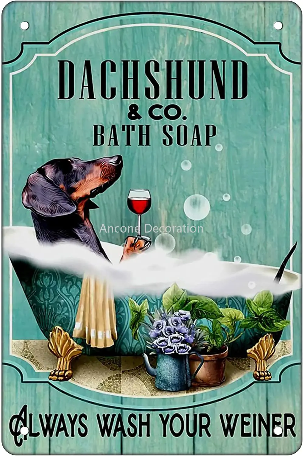 

Dachshund Wall Metal Tin Sign Wash Your Wiener Retro Poster Decoration Bar Home Bathroom Wall Art