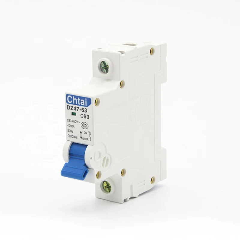 MCB DZ47-63 1P 2P 3P 4 극 C45 4.5Ka AC 소형 회로 차단기 가정용 공기 스위치 60Hz 10A 16A 20A 25A 63A C 유형 과부하