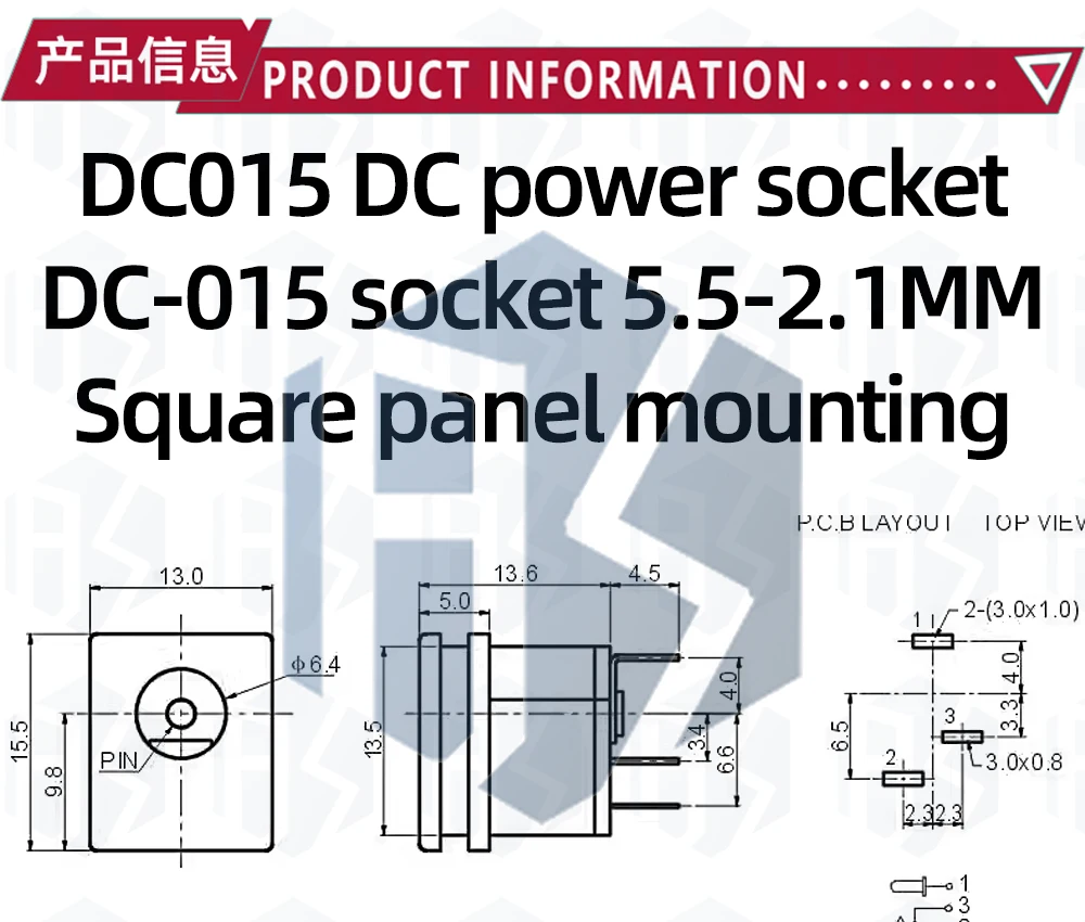 10 stücke 5,5 × 2,1 DC-015 DC Anschlüsse Quadratischen Stecker Männlich Weiblich Jack Buchse Mutter Panel Mount Power Adapter DC015 5,5*2,1mm 2,0mm 3Pin – Detail 1