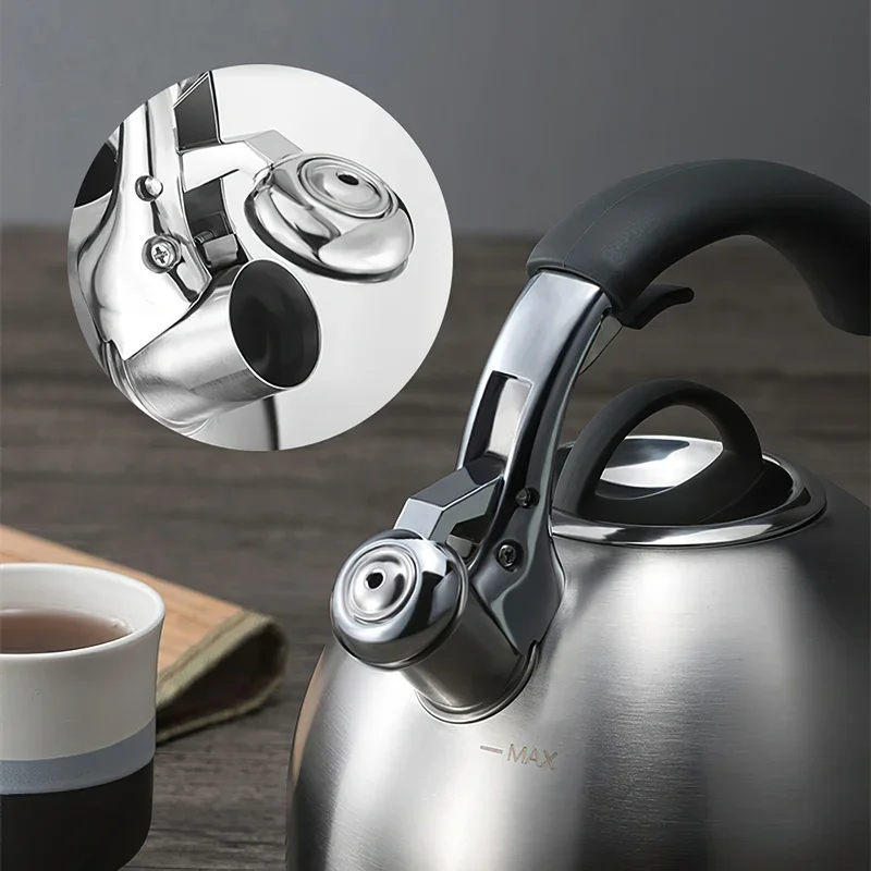 Whistling teapot 2.5L Whistling Kettle 304 Stainless Steel Large Teapot Boil Water Teakettle Food Grade Household Gas Stove Induction Cooker