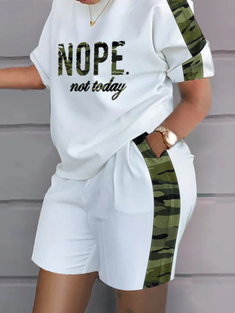 A Lin Summer Outfits for Women 2023 New Ladies Fashion Round Neck Short Sleeve Loose Printed T-Shirt Shorts Casual Sports Sets