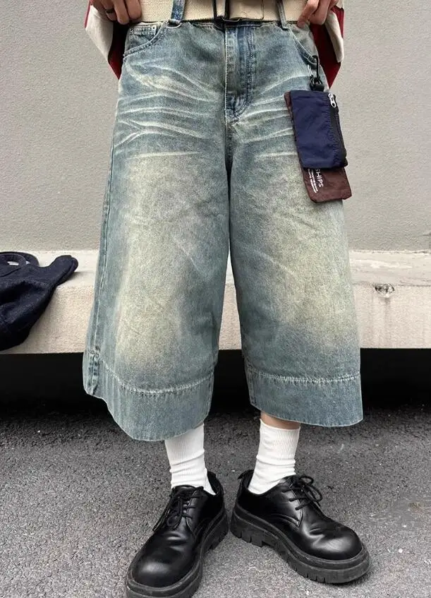 Description Picture 6 of itemCalf-Length Pants Baggy Distressed Jeans Men Hip Hop Goth Streetwear Harajuku Wide Leg Denim Pants