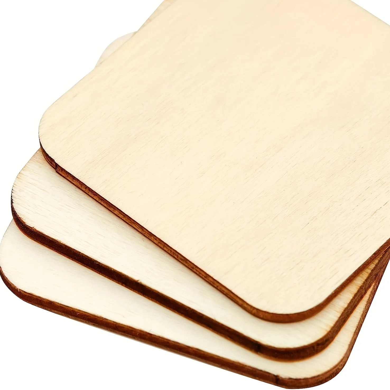 50Pcs 미완성 된 나무 조각, 2X2 인치 빈 나무 사각형, DIY 공예 그림 컵 받침 조각에 대 한 나무 사각형 컷 아웃 타일