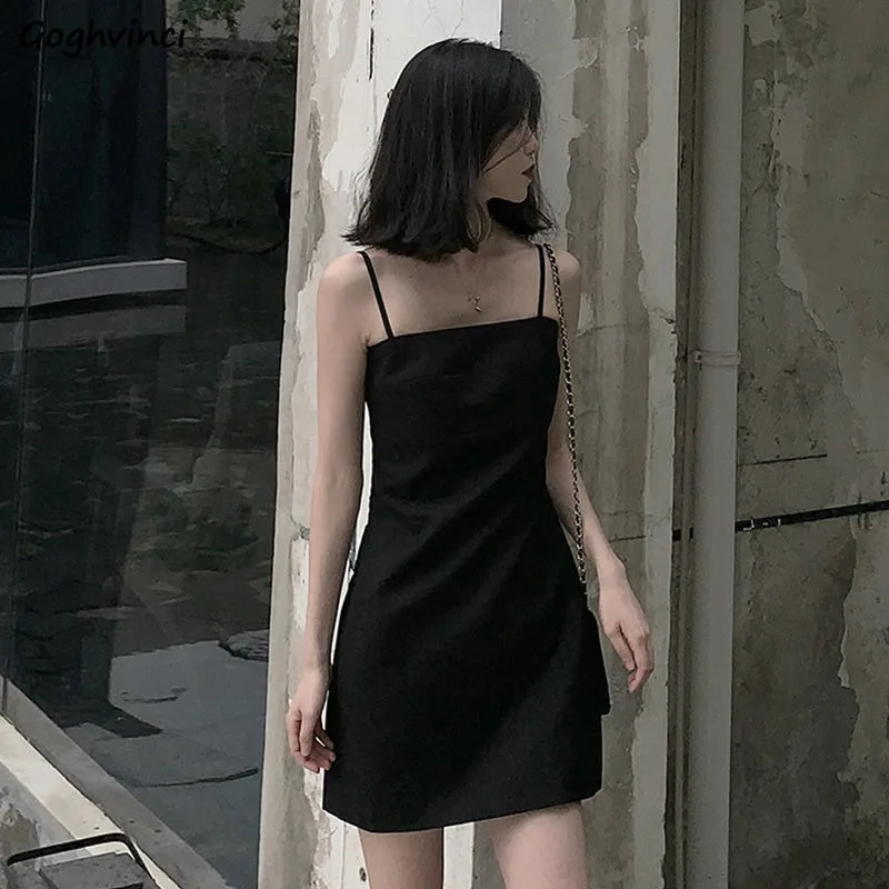 

Sleeveless Dress Women Spaghetti Strap Mini Dresses Womens Sexy Spliced Chic Fashion Elegant Ins Partywear Streetwear All Match