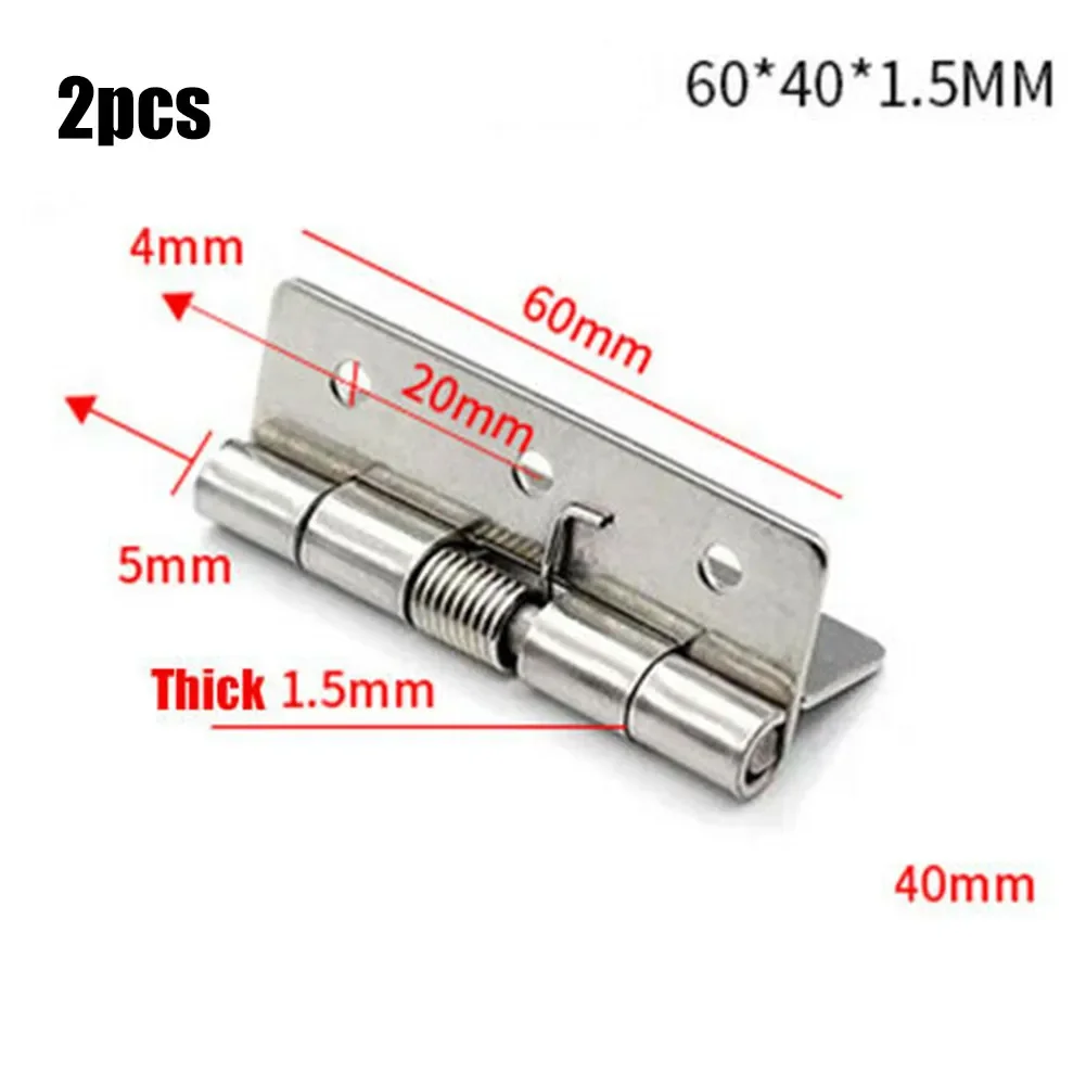 2pcs 1/1.5/2/3Inch Silver Spring Door Hinge Stainless Steel Self Closing Design Windows Cabinets Boxes Household Hardware cabinet door hinges furniture hinge cabinet hinges stainless steel door hinges wooden box hinge