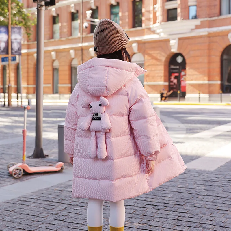 

Girls Winter Casual Long Down Jacket 2023 New Kids High Quality Casual Fashion Parka Children Thick Windbreaker Jacket