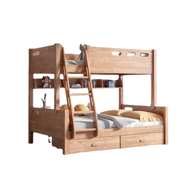 

Bunk beds, all solid wood, oak two-storey adult high and low beds, mother and mother beds, small children's beds