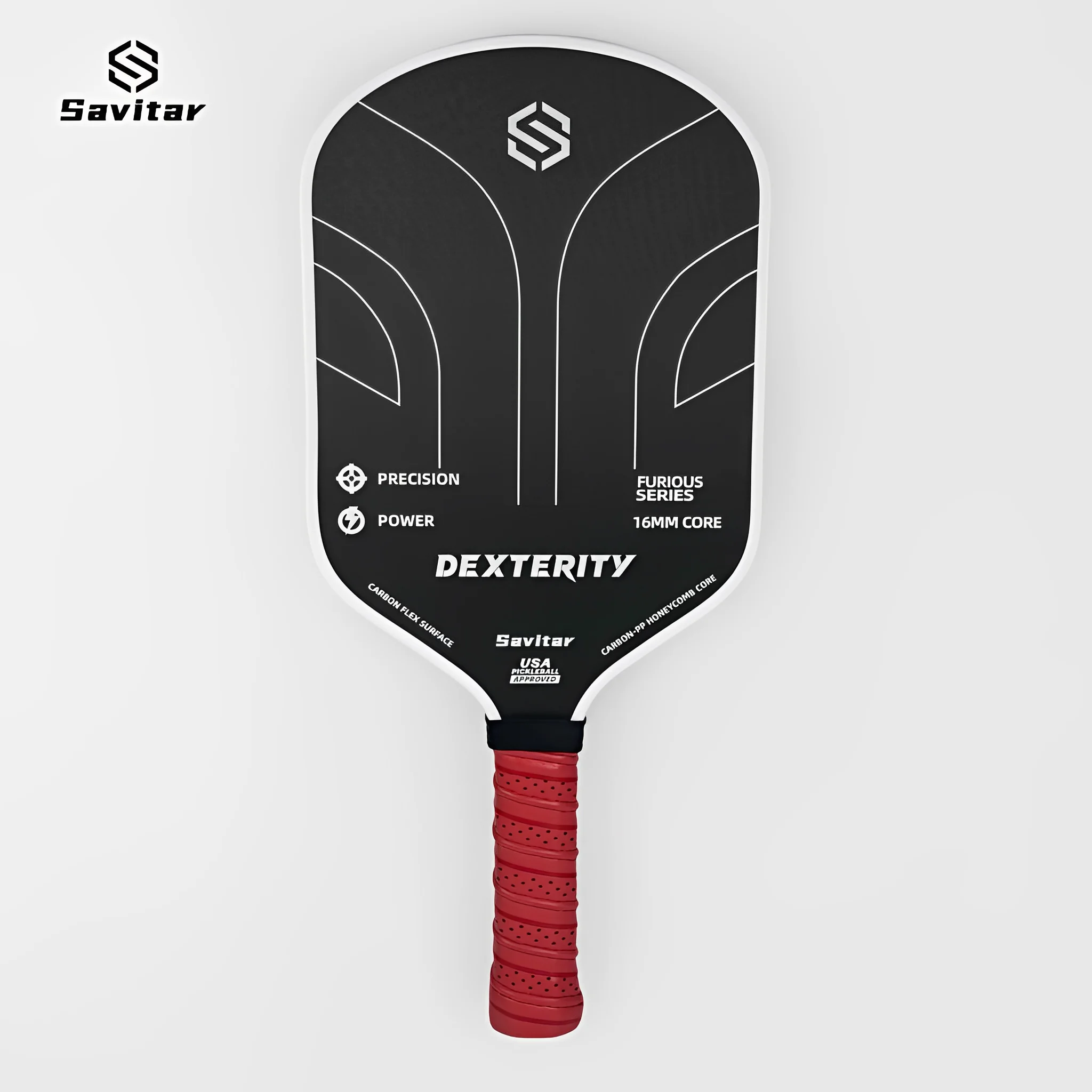 SAVITAR-T700 Carbon Fiber Pickleball Paddle, Carbon Friction Surface, Polymer Core, Enhanced Power, Spin and Control, 16mm
