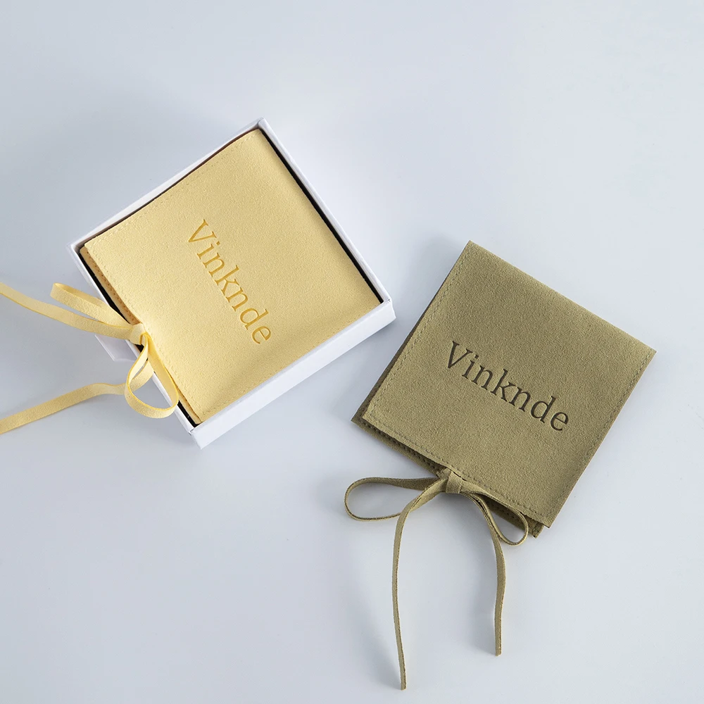 100-Pack Bulk Custom logo Luxury Velvet Jewelry Gift Pouch Soft Beige  Drawstring Earrings Bracelet Packaging Bag Small Business