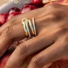 2025 New 3 Colors 4 Links Stacked Rings High Quality Micro Pave Cubic Zircon Mix Color Multi Pieces Stack Full Finger Jewelry 6