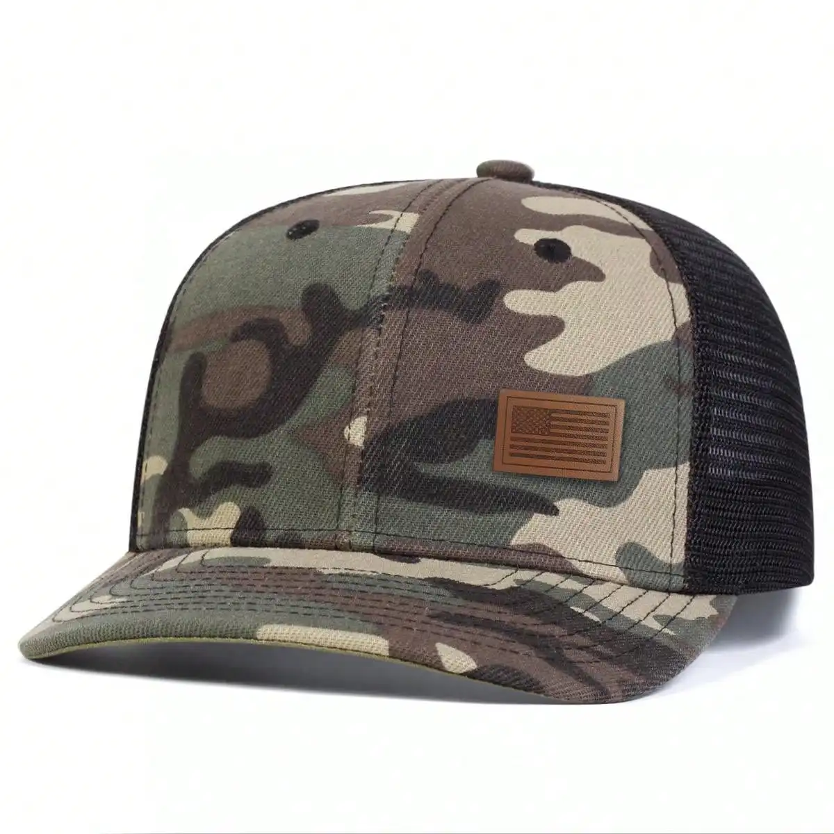 Unisex-Baseballkappen mit amerikanischer Flagge und Lederetikett, für Frühling und Sommer, Sonnenschutz, verstellbare Freizeit-Trucker-Hüte – Detail 5