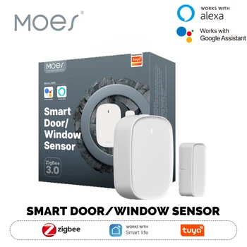 MOES Tuya ZigBee/WiFi Smart Door Sensor, Secure Your Home with App Control, Window/Door Detection, and Smart Life Compatibility 1