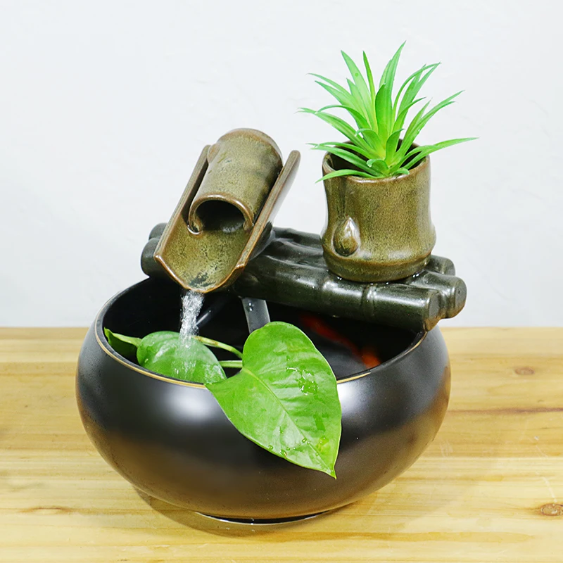 Multifunctional Indoor Water Fountain Mini Fish Tank Flower Pot