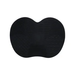 Silicone Apple - Shaped Makeup Brush Cleaner Pad with Suction Cup (1PC - Black)
