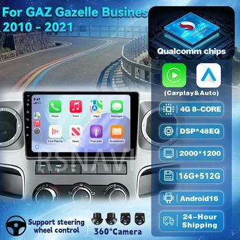 Autoradio Android 16 con Carplay e GPS per GAZ Gazelle Business 2010-2021, Lettore Multimediale 2din con WiFi+4G e Video