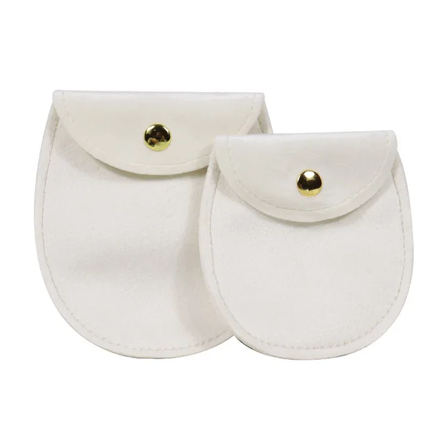 Snap Button Velvet Jewellery Pouch Semi-Oval Velvet Bag