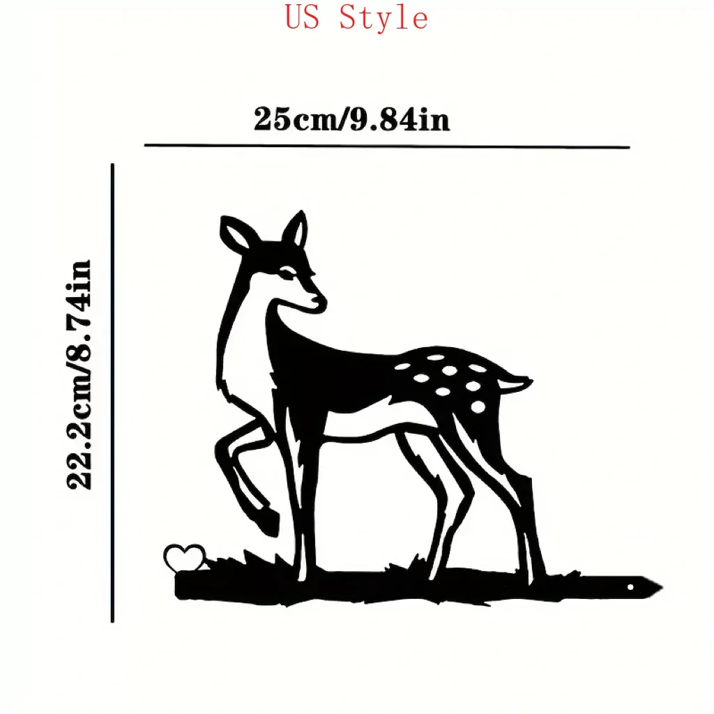 

Sika Deer On Branch Steel Silhouette Metal Wall decor Home Garden Yard Patio Outdoor Statue Stake Decoration Perfect Birthdays G