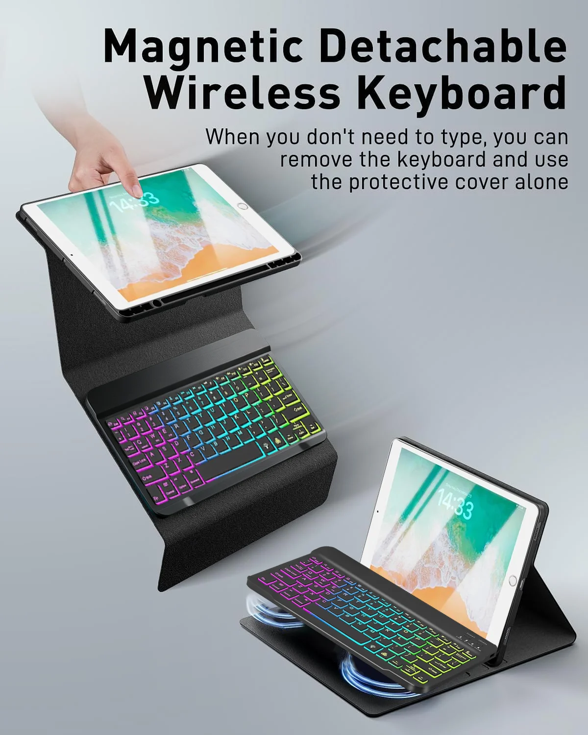 Wireless Detachable Keyboard Case with Mouse and Stylus