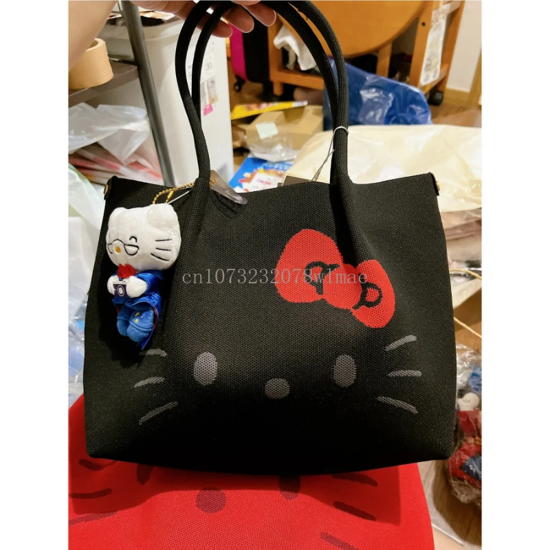 New Japanese Hello Kitty Shoulder Bags Student Portable Large Capacity Canvas Bags Women Shopping Bag Travel Bag Y2k Handbags