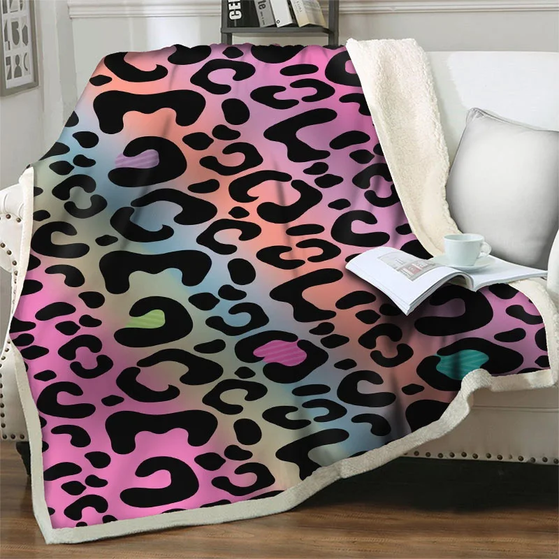 

3D Artistic Leopard Pattern Plush Throw Blankets For Bed Sofa Soft Bedspread Travel Picnic Quilt Nap Cover Office Sherpa Blanket