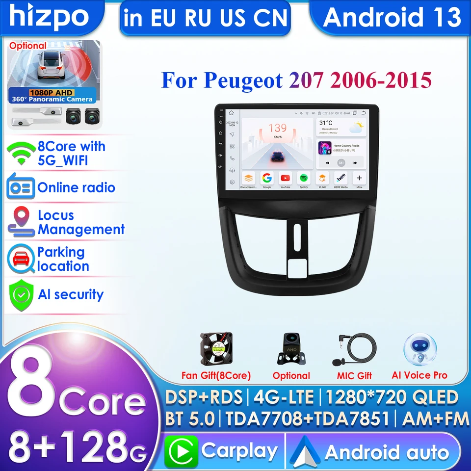 2 Din Android for Peugeot 207 207CC 2007 -2013 Car Radio Multimedia Player Carplay Auto Stereo WIFI GPS DVD Head Unit 2+32GB – buy at low prices in the online store