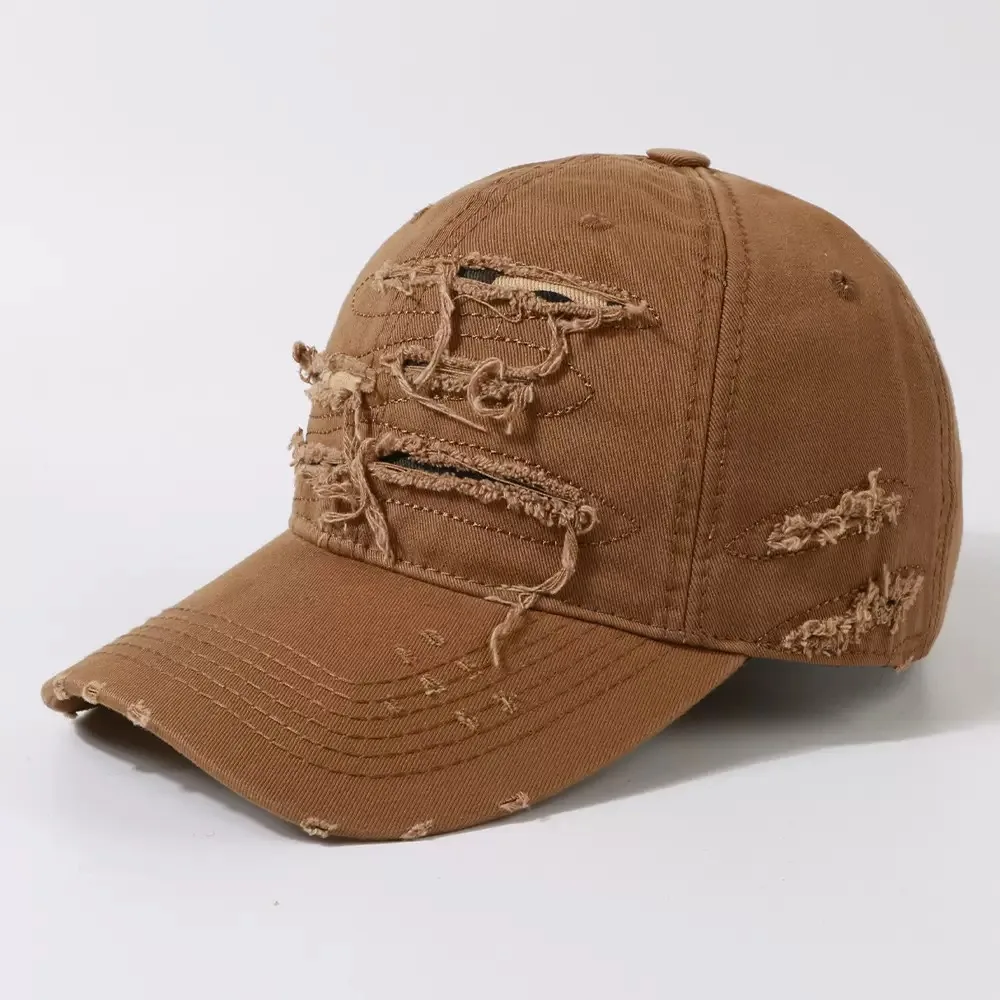 New Ripped Rimmed Baseball Hats for Men and Women Old Curved Brim Caps Personalized Casual Shade Outdoor Sunscreen Hip Hop Hats