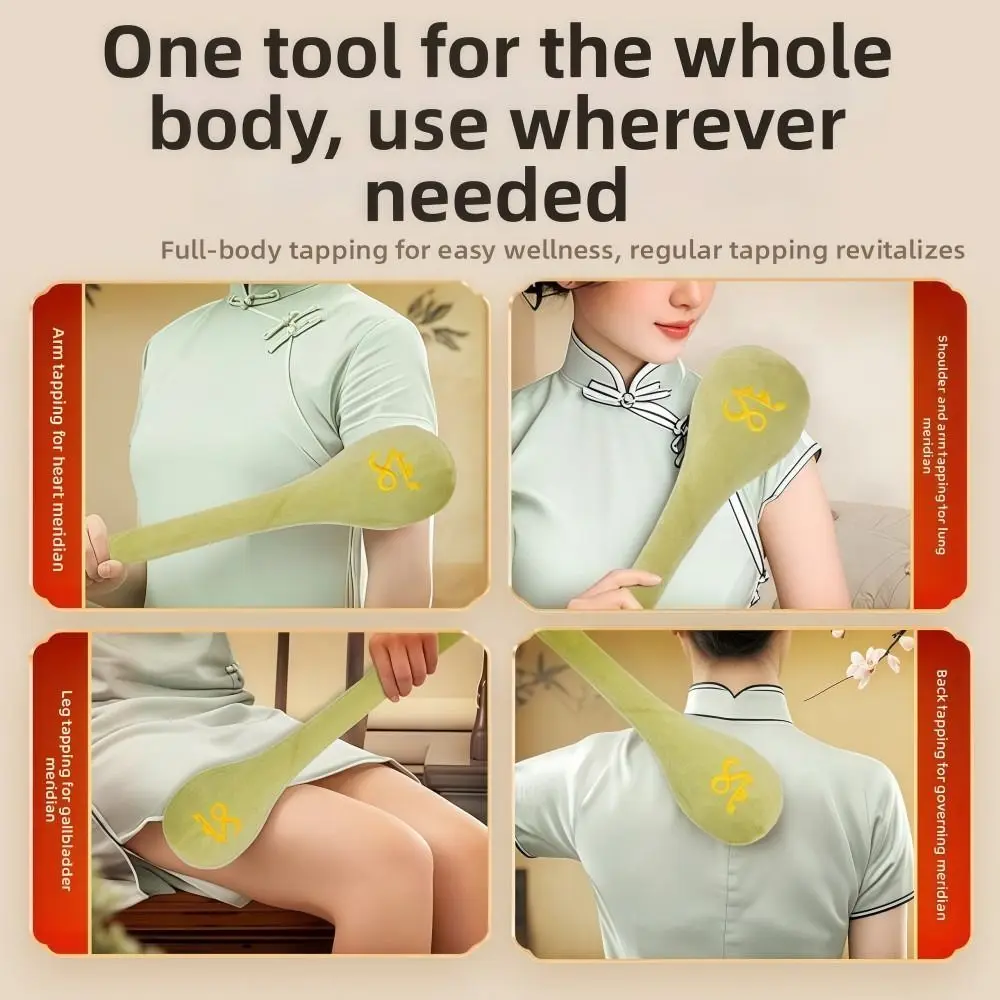 Handmade Meridian Massage Hammer Acupoint Tapping Pain Relief Meridian Tapping Stick 48CM with Massage Head