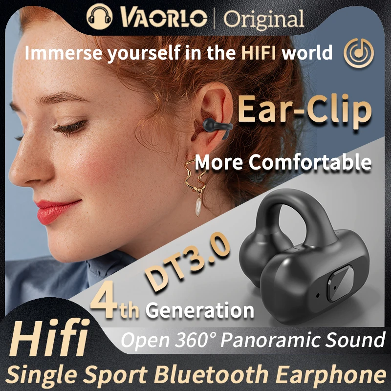 Dt3.0 Stereo Ear Clip Orecchino Auricolare Conduzione D'Aria Bluetooth 5.3 Cuffie Wireless Sport Impermeabile Noise Cancelling Headse