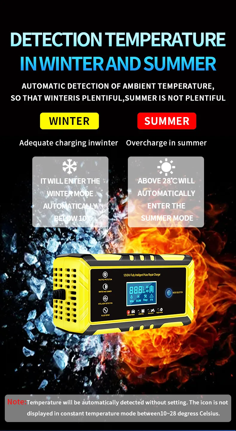 Universal Automatic Car Battery Charger 12V/24V 8A 6A Pulse Repair LCD Battery Charge for Car Lead Acid Agm Gel Wet car battery accessories