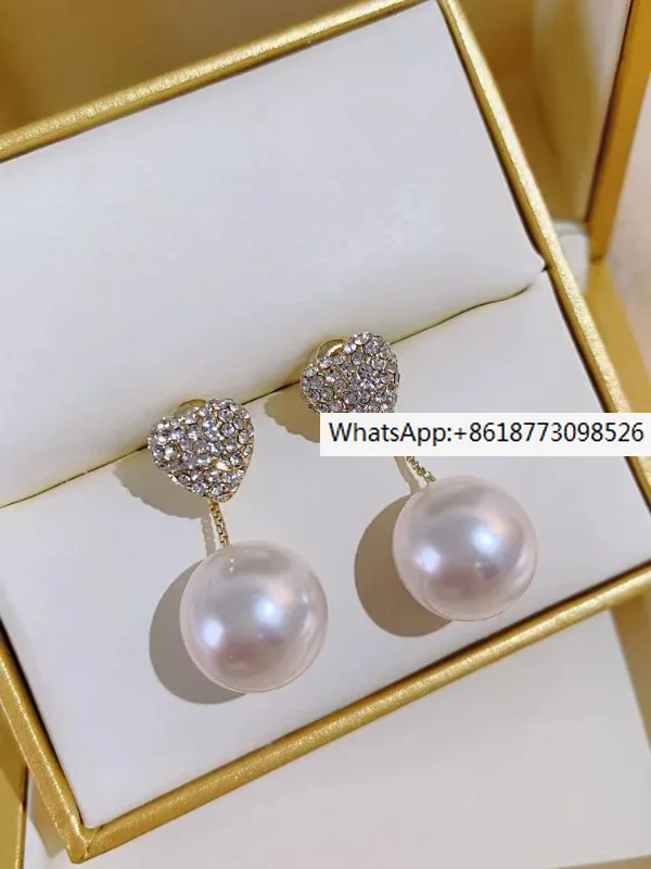 

Rungeの "a two-wearing" fashion pearl studded love earrings temperament ladies earrings s925 silver needle