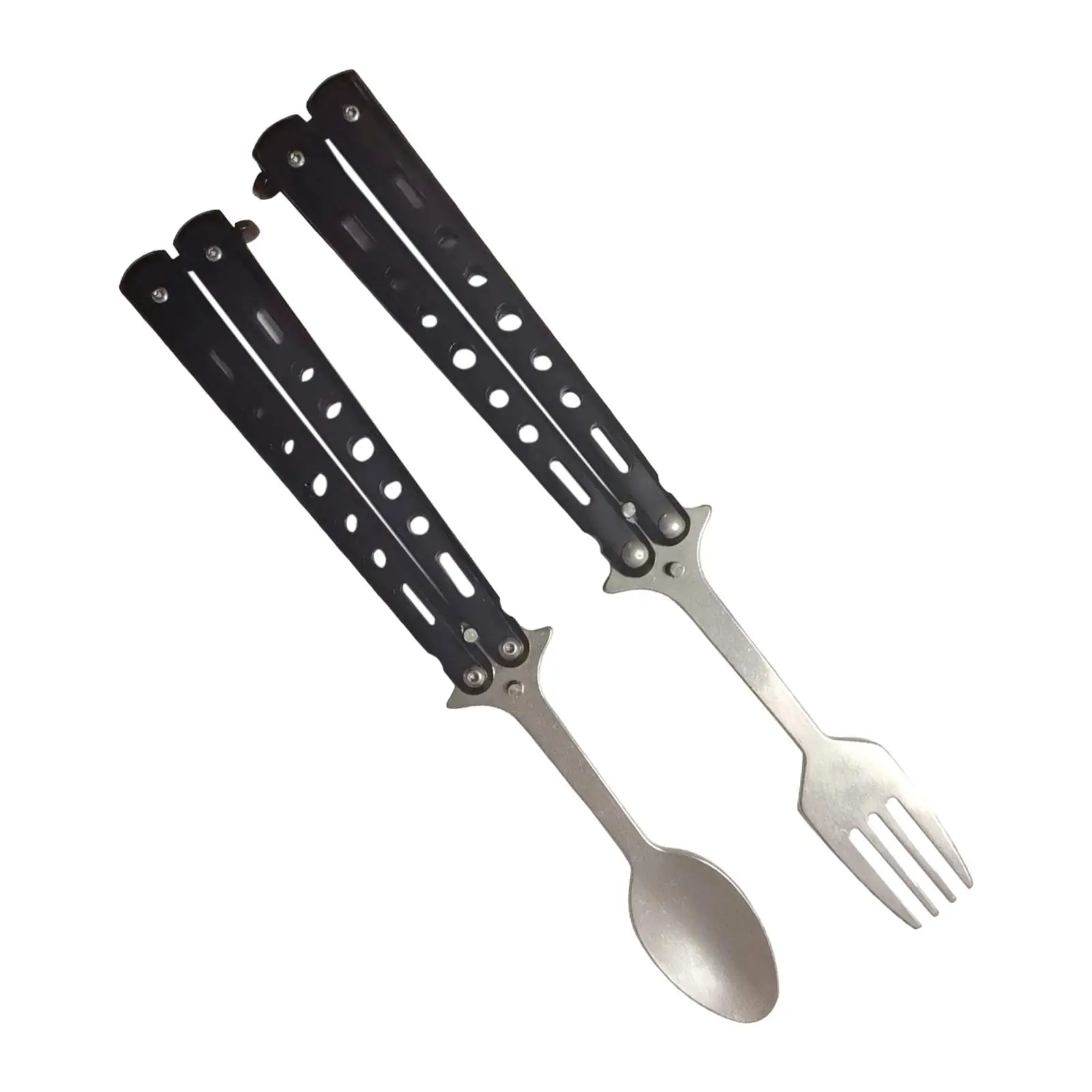 

Butterfly Spoon, Stainless Steel Butterfly Fork, Portable Outdoor Tableware Cooking Foldable Utensil for Hiking Hunting