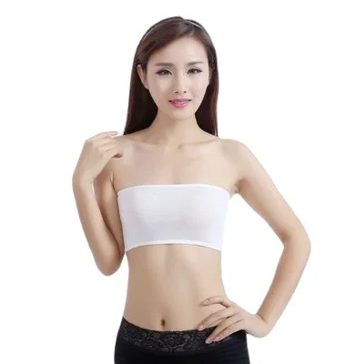 Summer Women's Anti-Exposure Solid Color Modal Chest Wrap/Strapless Black Base Tube Top