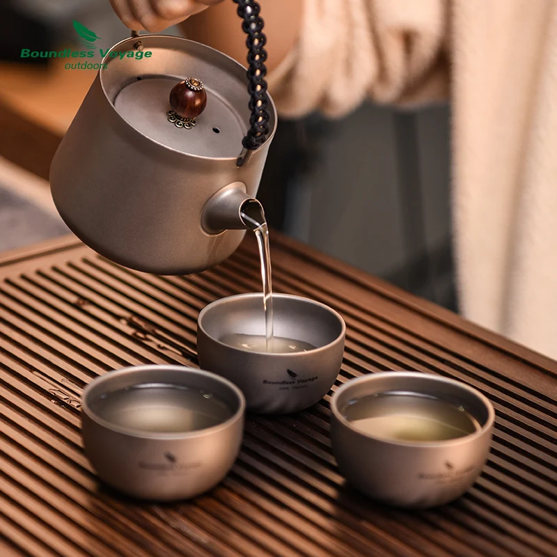Boundless Voyage Sake Cup Titanium Double Wall Mini Drink Teacup Coffee Mug Lightweight Stackable Teaware 18g Ti3204D