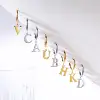 HECHENG, A-Z Letter Alphabet Round Hoop Earring for Men Women Dangle Drop Earring 316L Stainless Steel Ear Piercing Cartilage 1