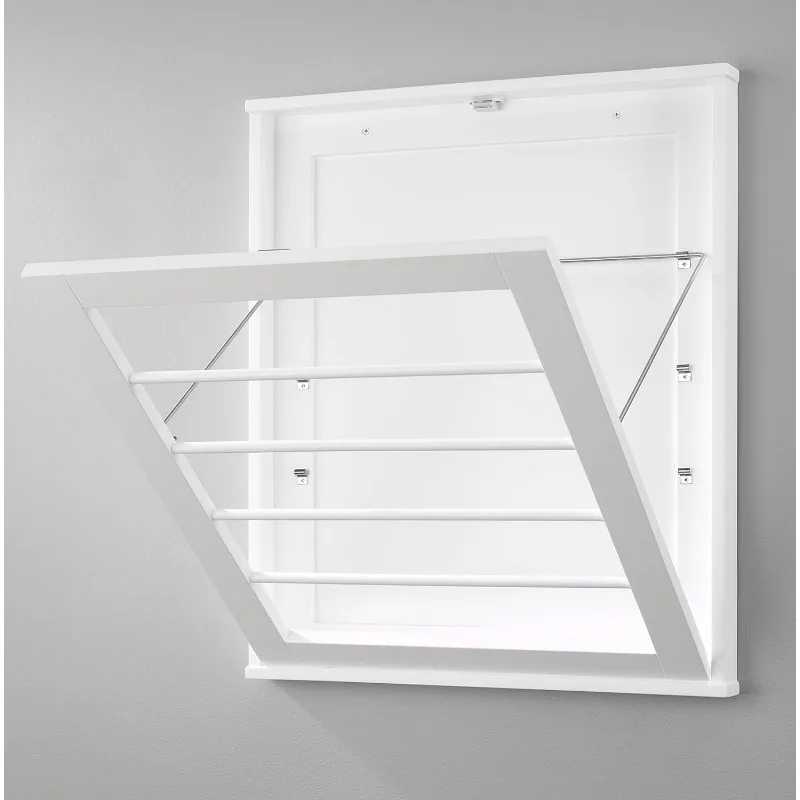 Whitmor MDF, Wood, Steel Wall Mounted Drying Rack for Storage, White 3