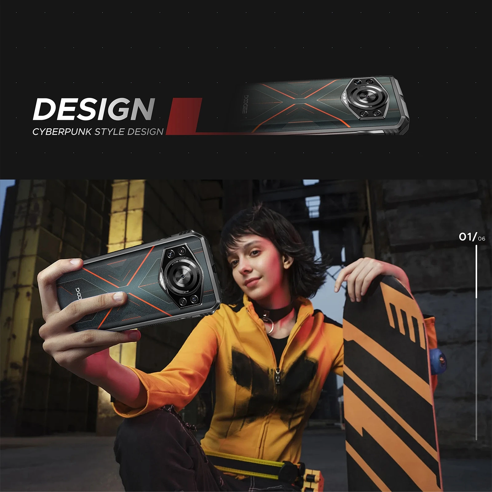 DOOGEE S Cyber Rugged Phone 6.58'' Android 14 Spreadtrum T606 8GB+256GB 10800mAh 50MP Main Camera 4G NFC Smartphone 3