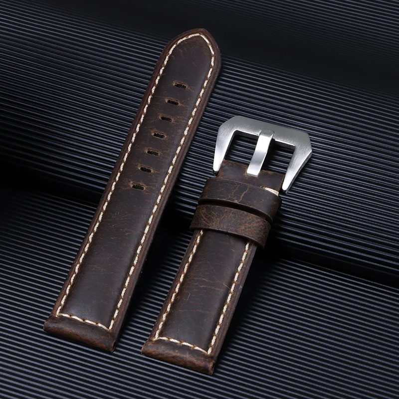 Dark Brown Crazy Horse Leather Watch Strap – Genuine Leather Belt