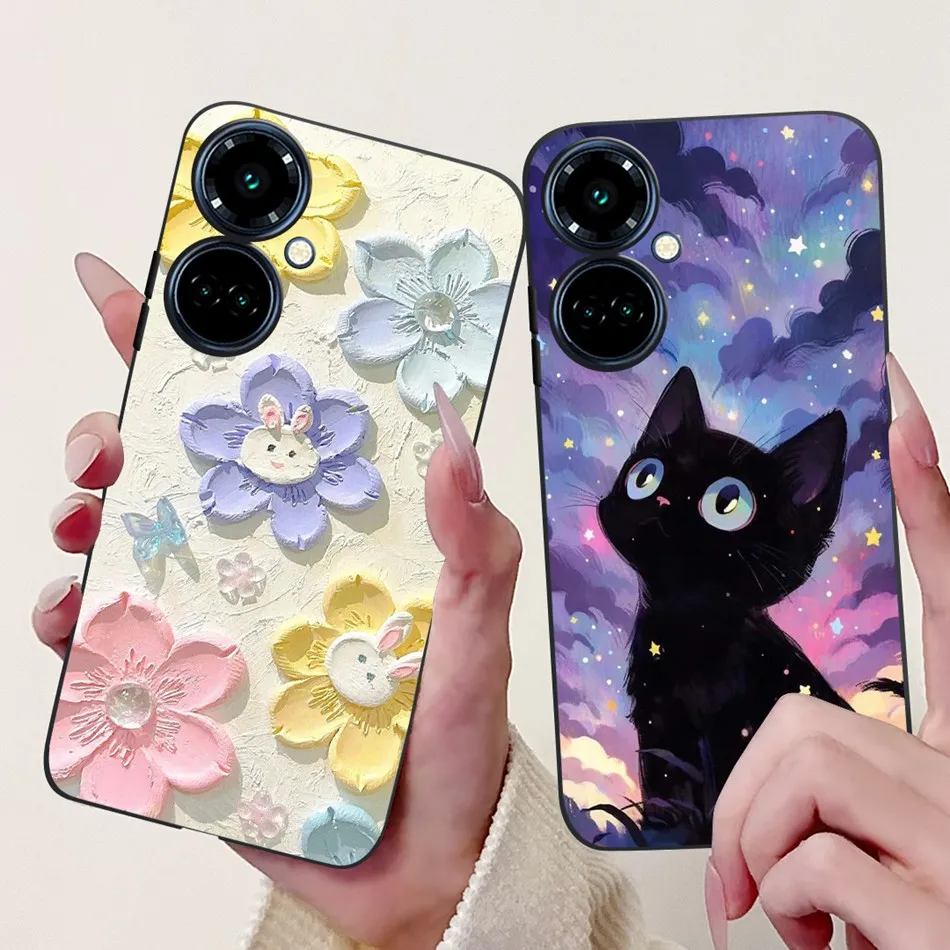 Elegant Butterfly Cat Black Silicone Soft Phone Case