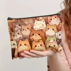 Stylish Cartoon Cat Print Clutch Bag Portable Zipper Cosmetic Bag With Linen Fabric Travel Toiletry Storage Pouch for Women 2