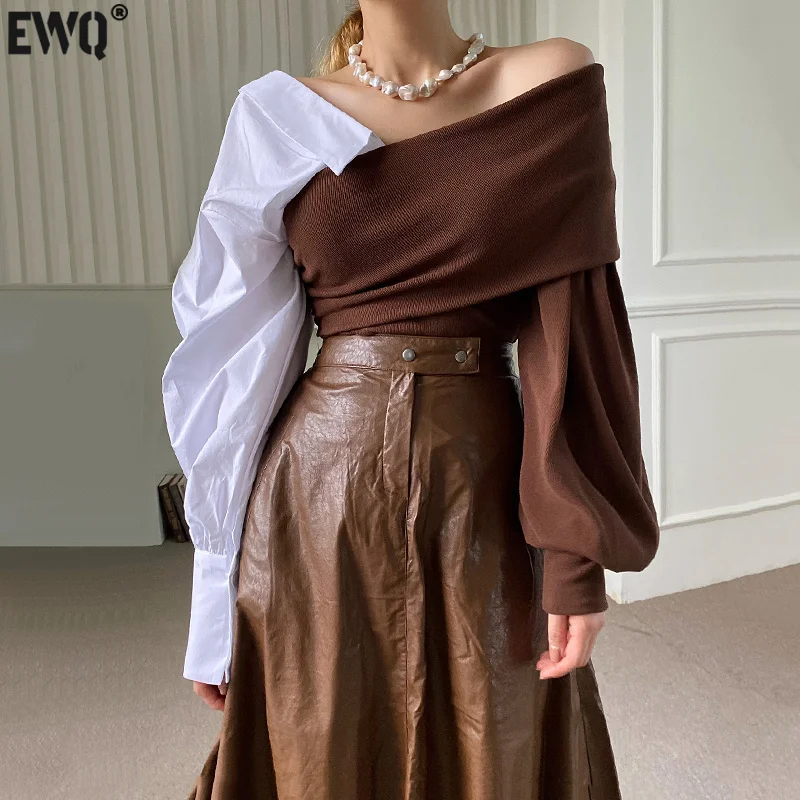 

Женский свободный свитер с V-образным вырезом, длинным рукавом и открытыми плечами